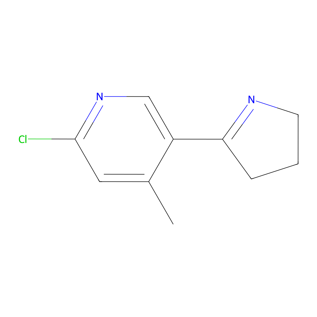 2-Chloro-5-(3,4-dihydro-2H-pyrrol-5-yl)-4-methylpyridine molecular structure, CAS 1352518-93-4