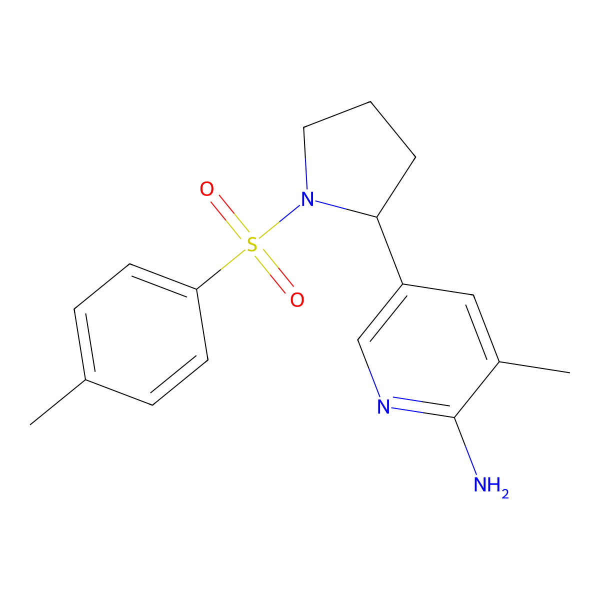 3-Methyl-5-(1-tosylpyrrolidin-2-yl)pyridin-2-amine molecular structure, CAS 1352521-42-6