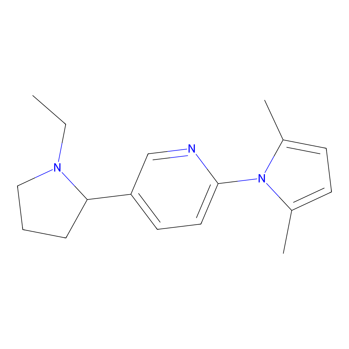 2-(2,5-Dimethyl-1H-pyrrol-1-yl)-5-(1-ethylpyrrolidin-2-yl)pyridine molecular structure, CAS 1352522-29-2