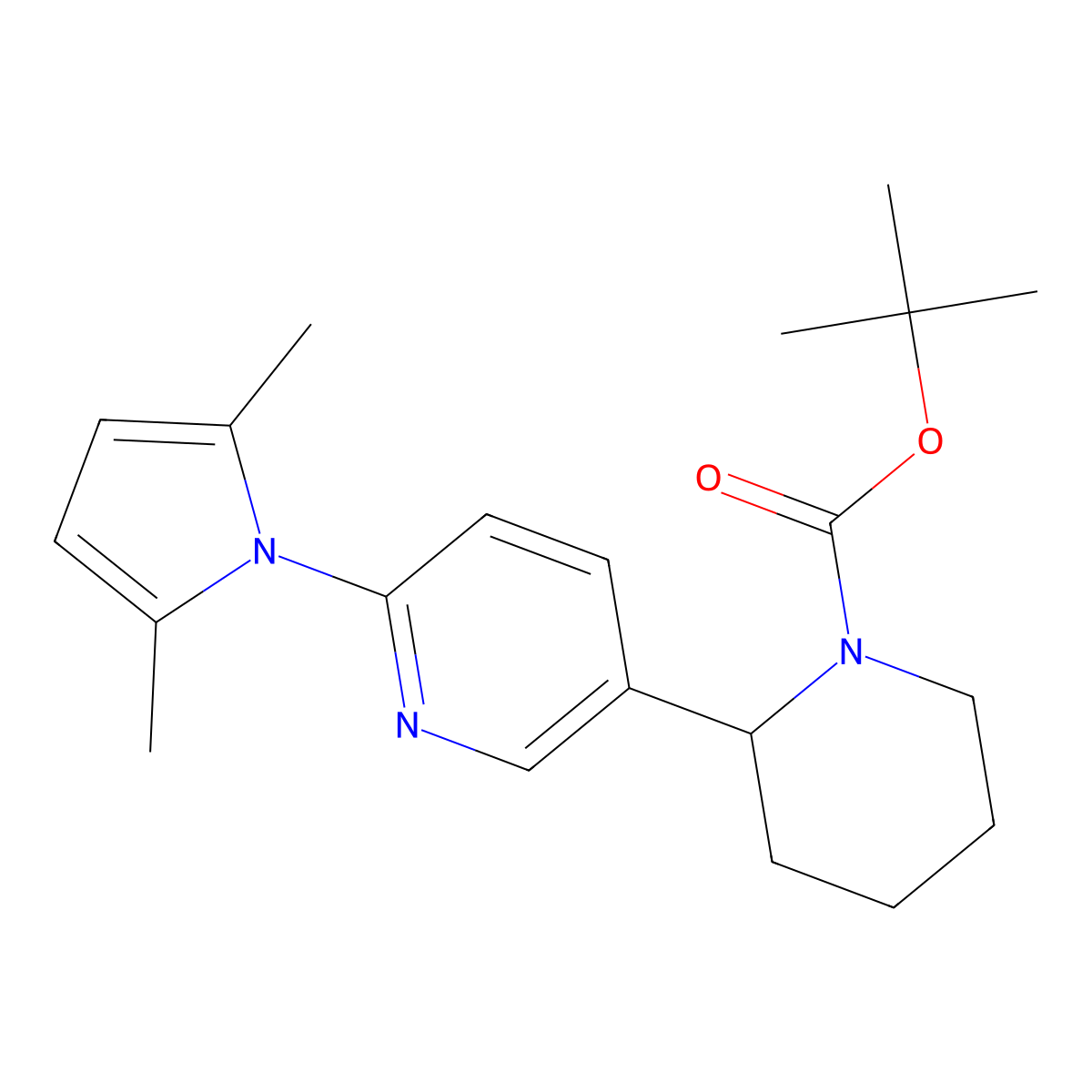 tert-Butyl 2-(6-(2,5-dimethyl-1H-pyrrol-1-yl)pyridin-3-yl)piperidine-1-carboxylate molecular structure, CAS 1352522-76-9