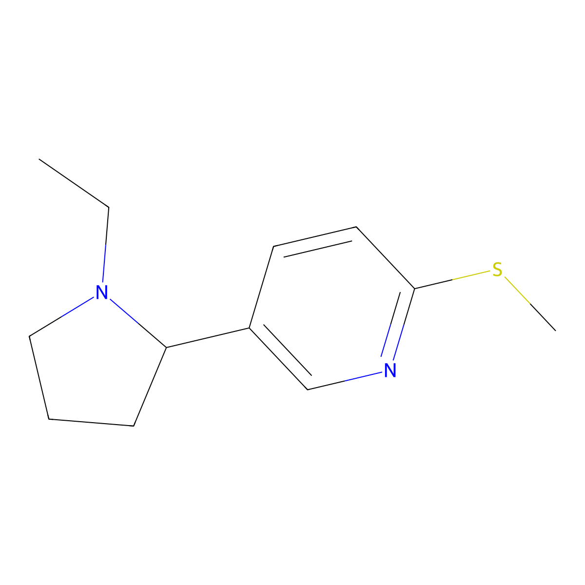 5-(1-Ethylpyrrolidin-2-yl)-2-(methylthio)pyridine molecular structure, CAS 1352523-58-0