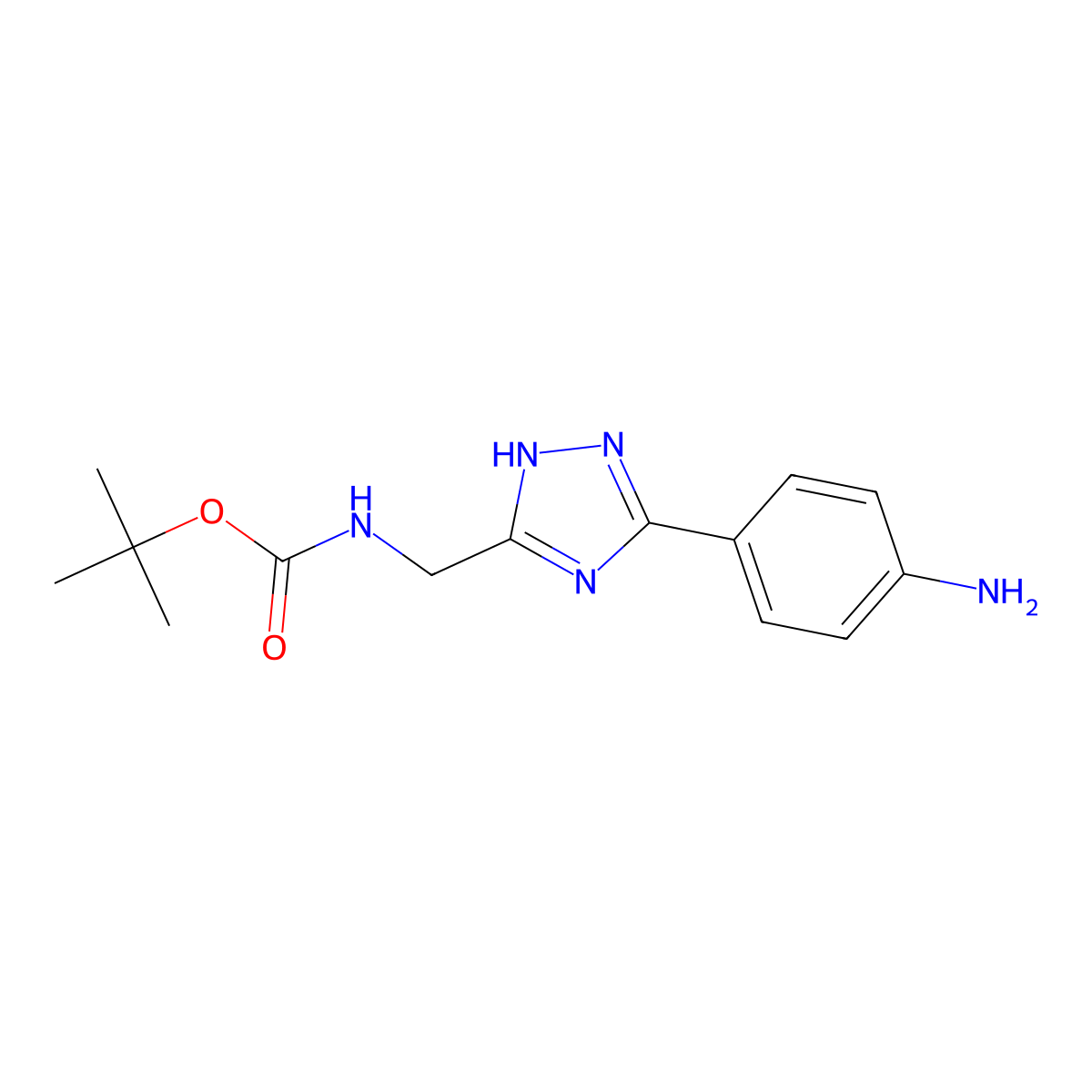 tert-butyl N-((3-(4-aminophenyl)-1H-1,2,4-triazol-5-yl)methyl)carbamate molecular structure, CAS 1352524-59-4