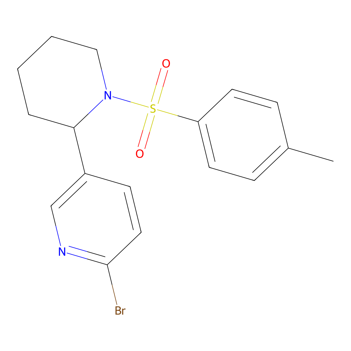 2-Bromo-5-(1-tosylpiperidin-2-yl)pyridine molecular structure, CAS 1352524-62-9