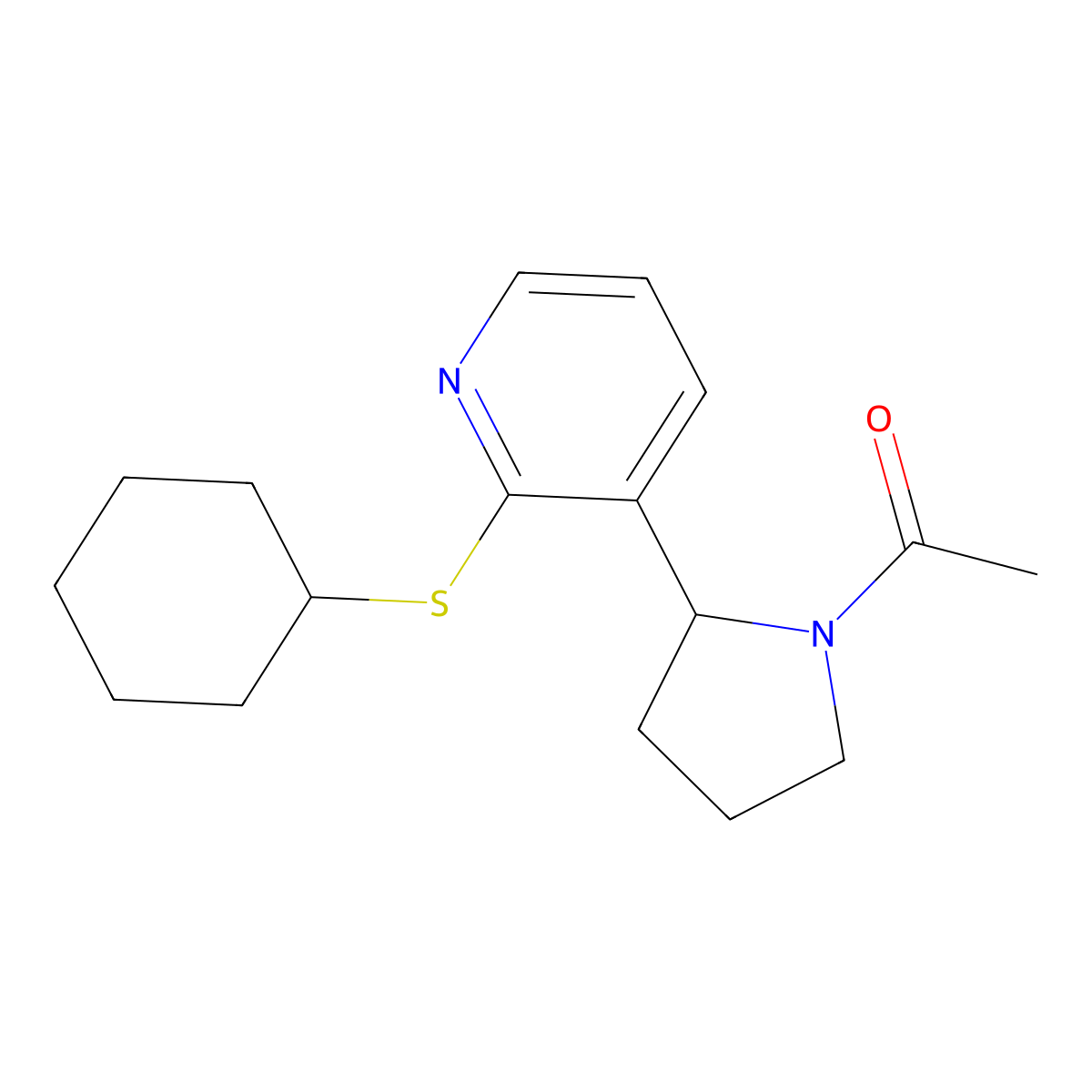 1-(2-(2-(Cyclohexylthio)pyridin-3-yl)pyrrolidin-1-yl)ethanone molecular structure, CAS 1352524-66-3