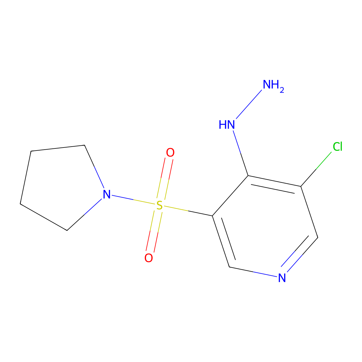 3-Chloro-4-hydrazinyl-5-(pyrrolidin-1-ylsulfonyl)pyridine molecular structure, CAS 1352525-98-4