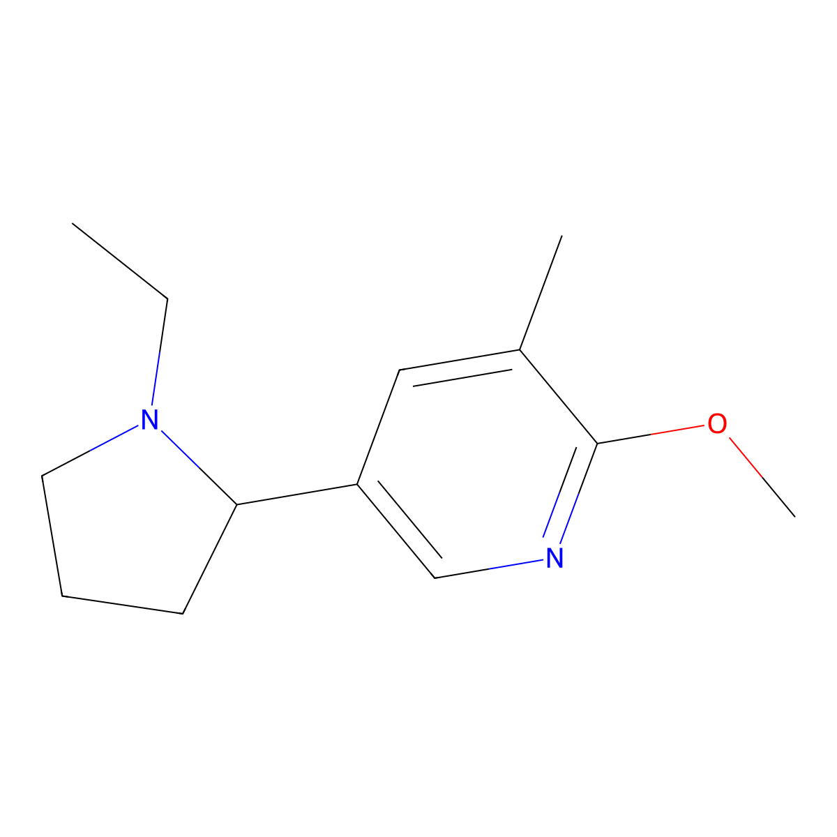 5-(1-Ethylpyrrolidin-2-yl)-2-methoxy-3-methylpyridine molecular structure, CAS 1352526-88-5