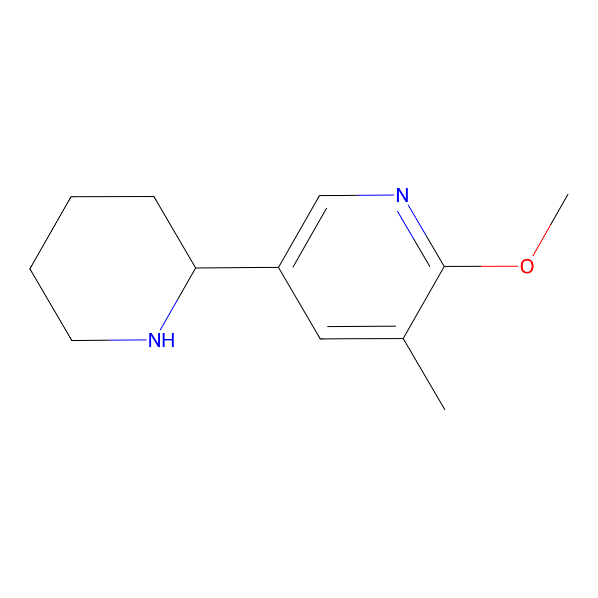 2-Methoxy-3-methyl-5-(piperidin-2-yl)pyridine molecular structure, CAS 1352526-94-3