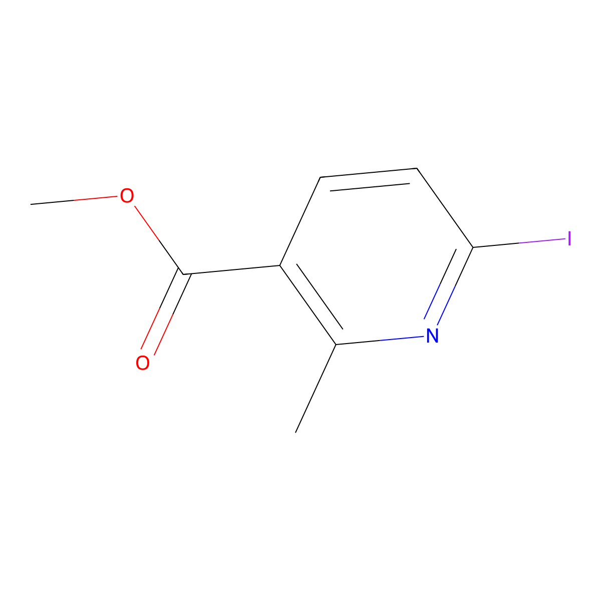 Methyl 6-iodo-2-methylnicotinate molecular structure, CAS 1352528-72-3