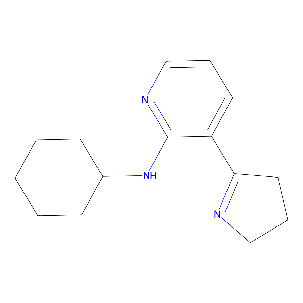 N-Cyclohexyl-3-(3,4-dihydro-2H-pyrrol-5-yl)pyridin-2-amine molecular structure, CAS 1352529-14-6