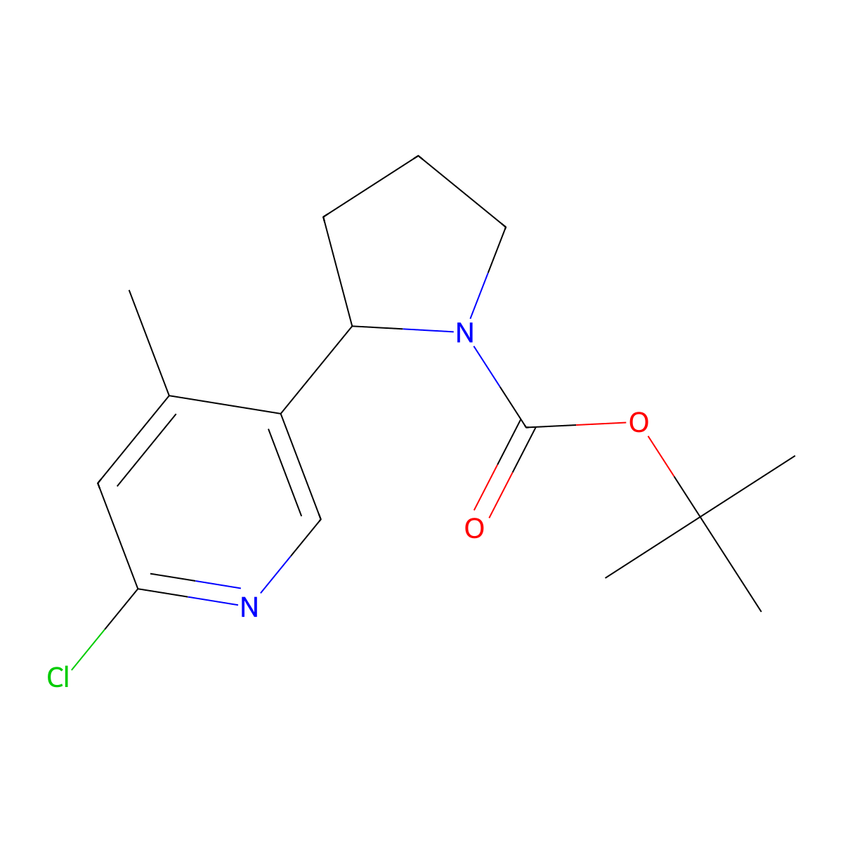 tert-Butyl 2-(6-chloro-4-methylpyridin-3-yl)pyrrolidine-1-carboxylate molecular structure, CAS 1352531-03-3