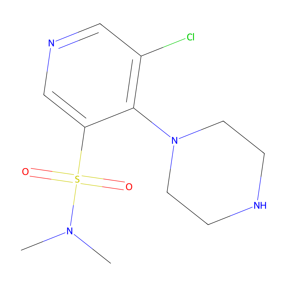 5-Chloro-N,N-dimethyl-4-(piperazin-1-yl)pyridine-3-sulfonamide molecular structure, CAS 1352531-24-8