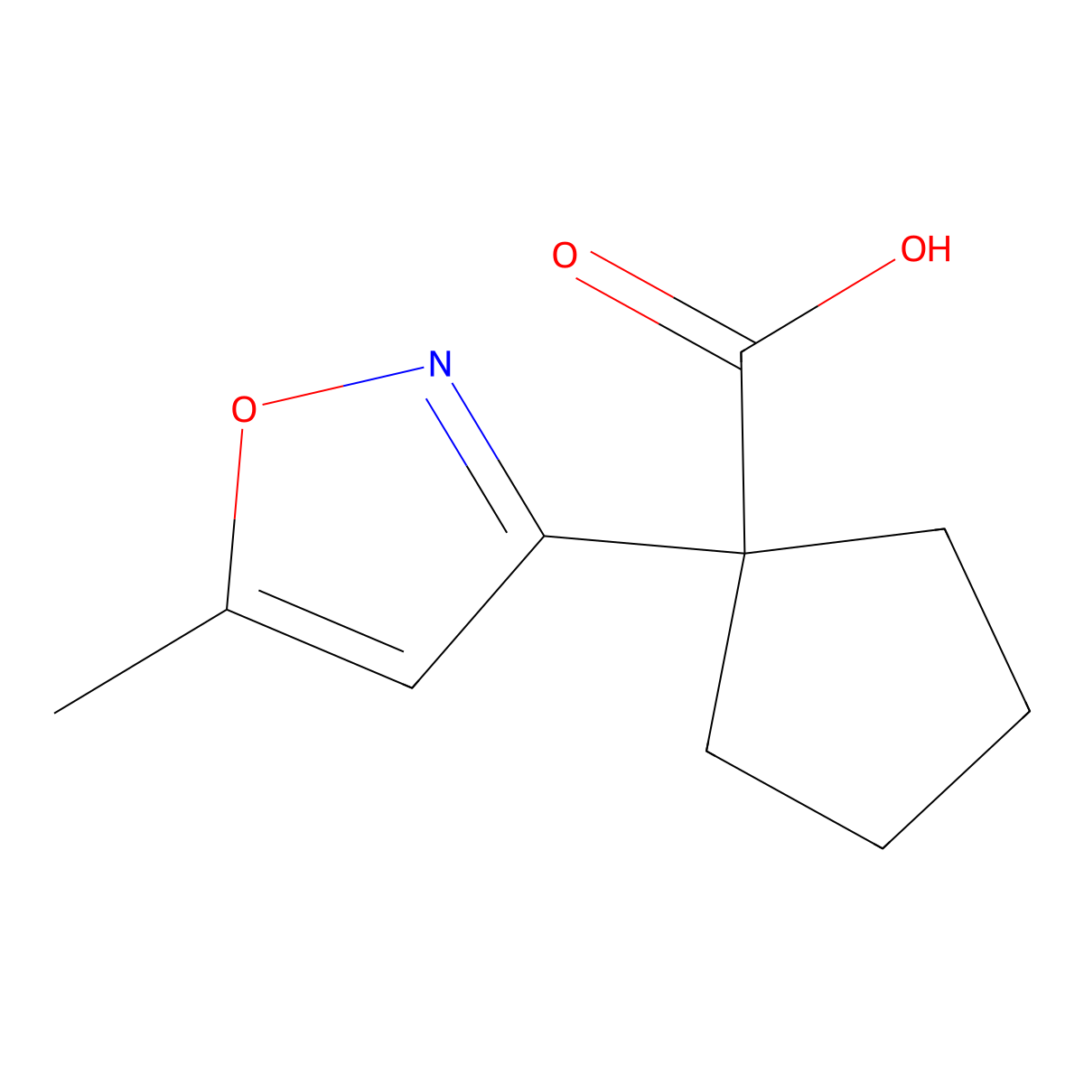 1-(5-Methylisoxazol-3-yl)cyclopentanecarboxylic acid molecular structure, CAS 1352534-04-3
