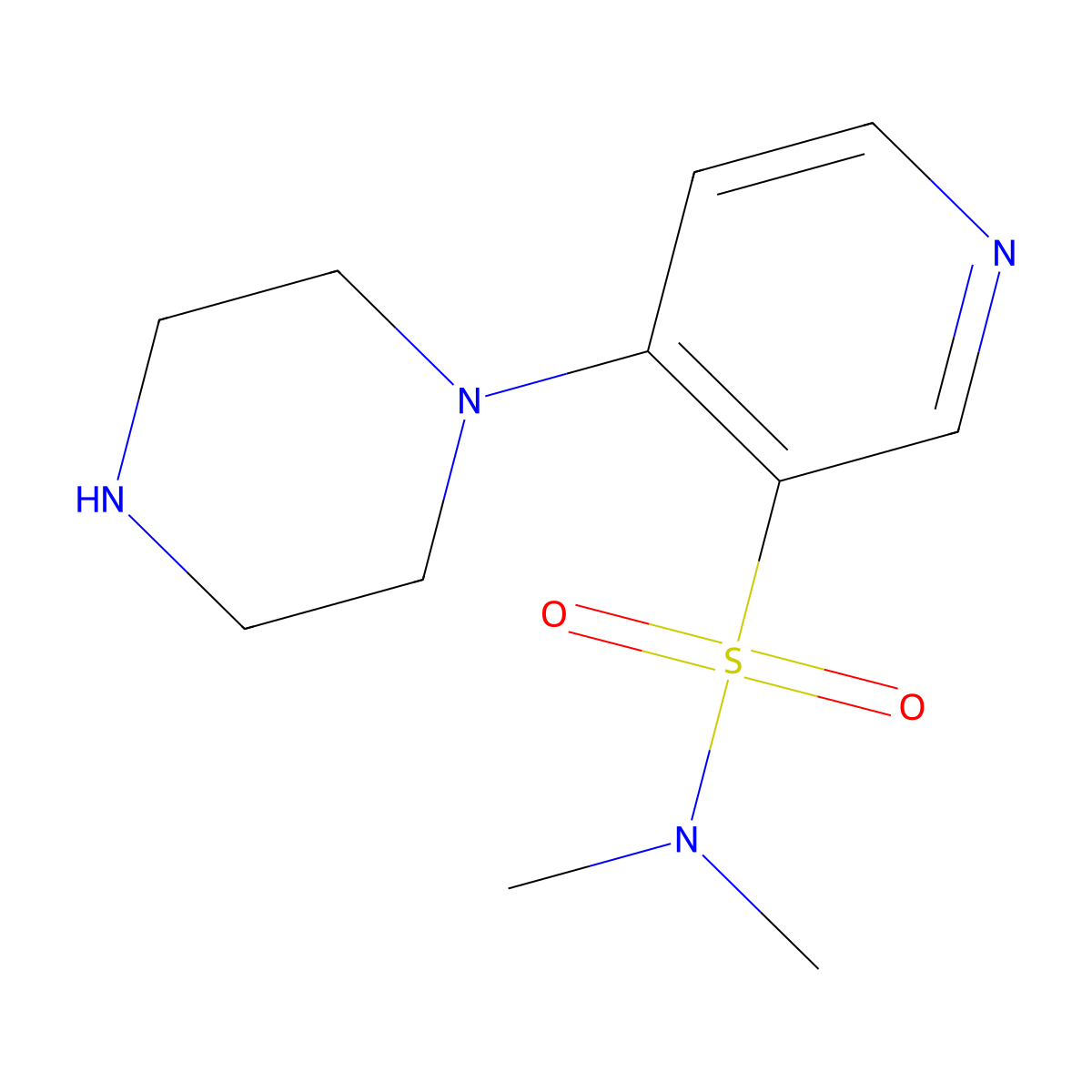 N,N-Dimethyl-4-(piperazin-1-yl)pyridine-3-sulfonamide molecular structure, CAS 1352536-07-2