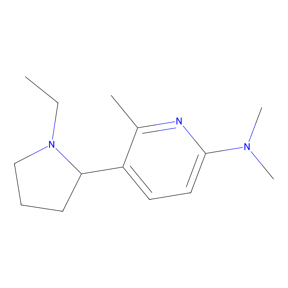 5-(1-Ethylpyrrolidin-2-yl)-N,N,6-trimethylpyridin-2-amine molecular structure, CAS 1352537-81-5
