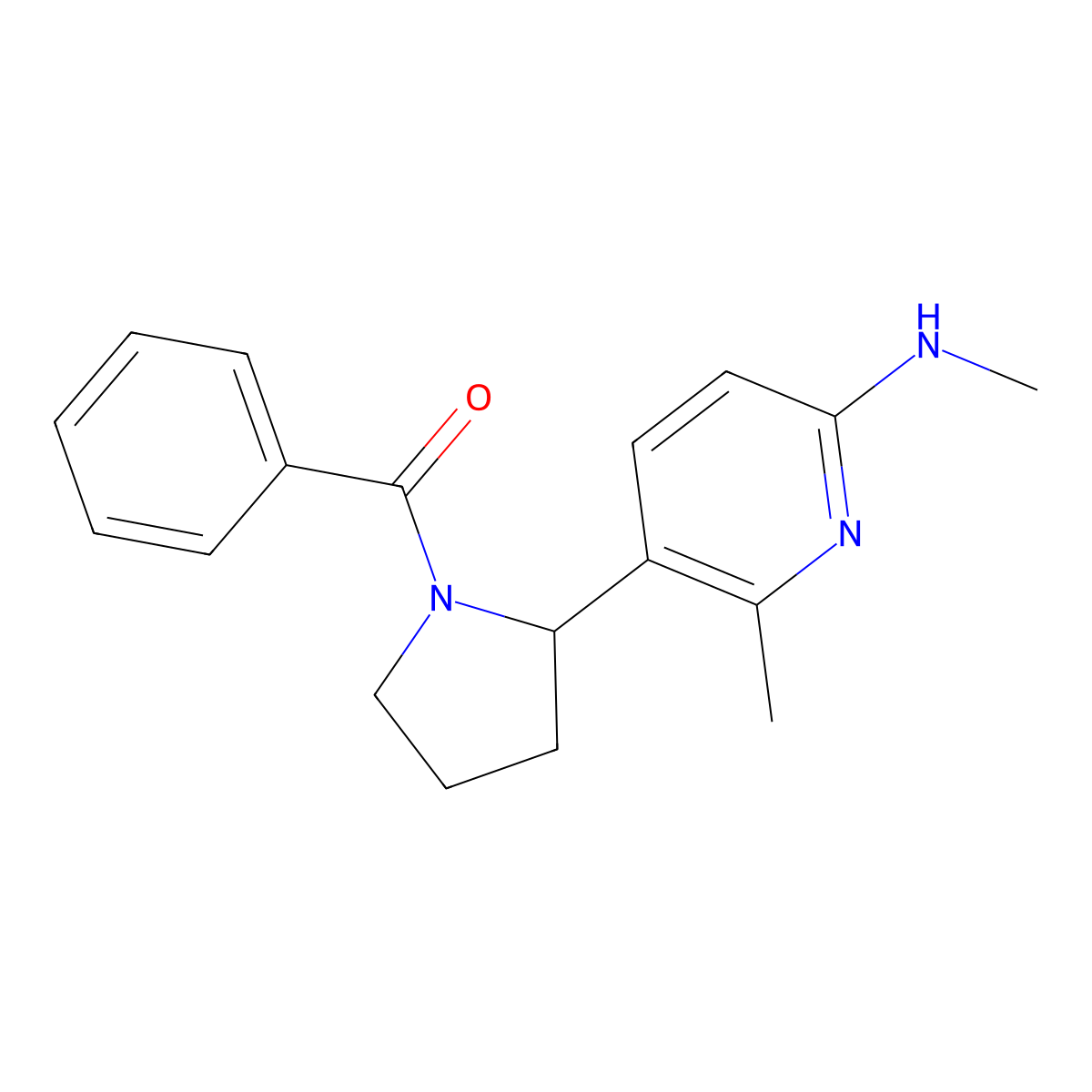 (2-(2-Methyl-6-(methylamino)pyridin-3-yl)pyrrolidin-1-yl)(phenyl)methanone molecular structure, CAS 1352539-37-7