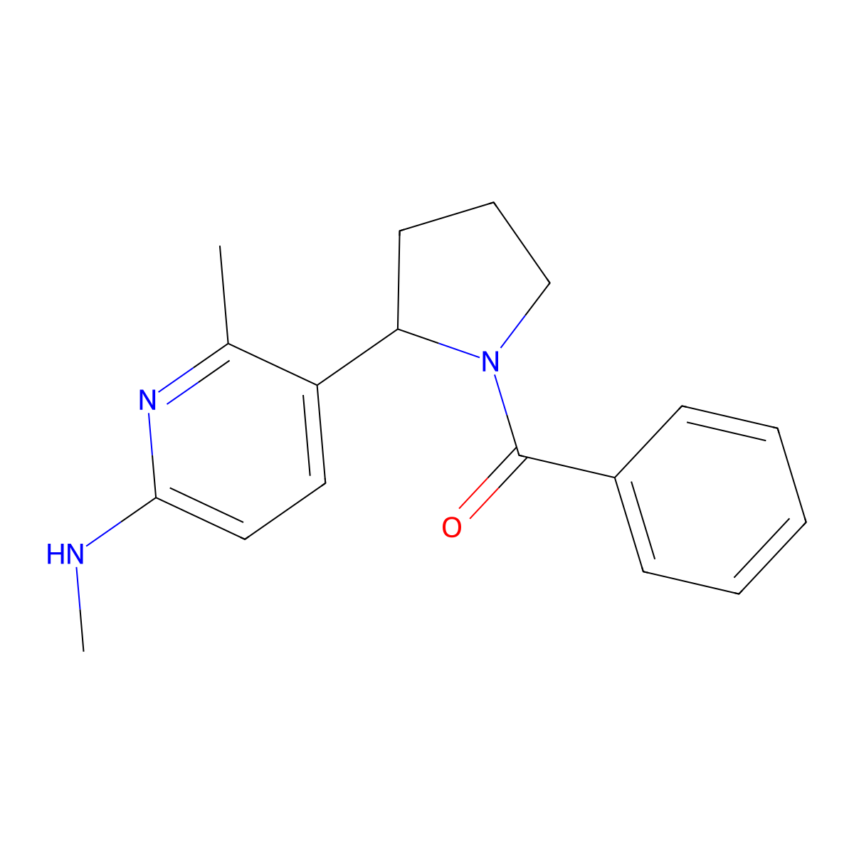 (2-(2-Methyl-6-(methylamino)pyridin-3-yl)pyrrolidin-1-yl)(phenyl)methanone molecular structure, CAS 1352539-37-7