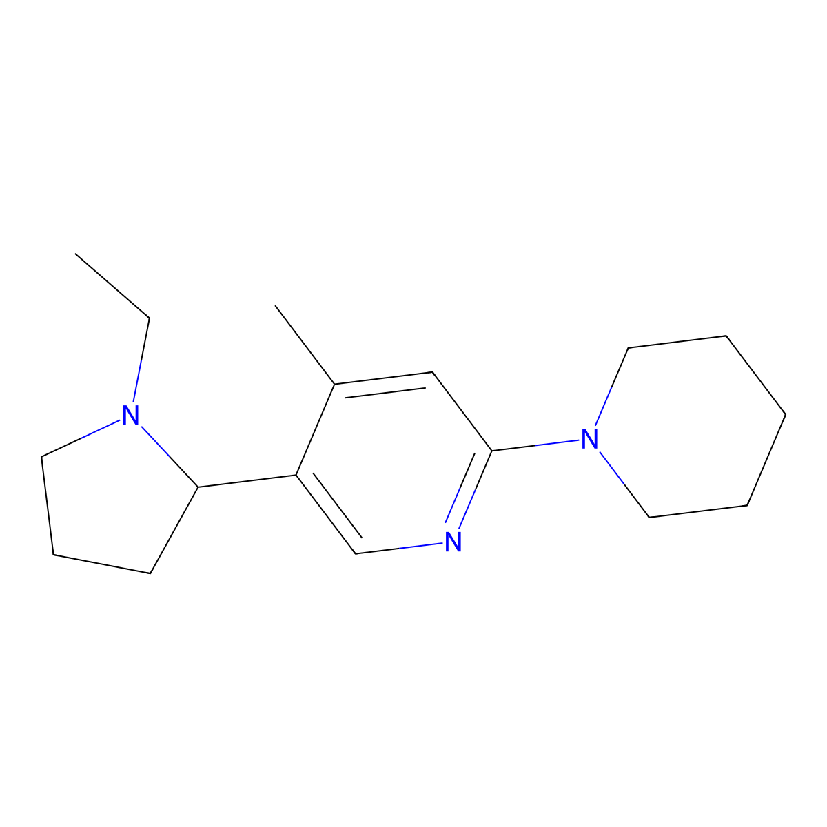 5-(1-Ethylpyrrolidin-2-yl)-4-methyl-2-(piperidin-1-yl)pyridine molecular structure, CAS 1352539-78-6