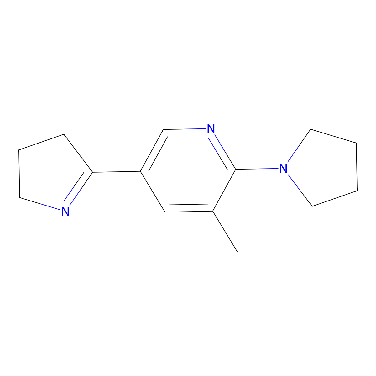 5-(3,4-Dihydro-2H-pyrrol-5-yl)-3-methyl-2-(pyrrolidin-1-yl)pyridine molecular structure, CAS 1352540-31-8