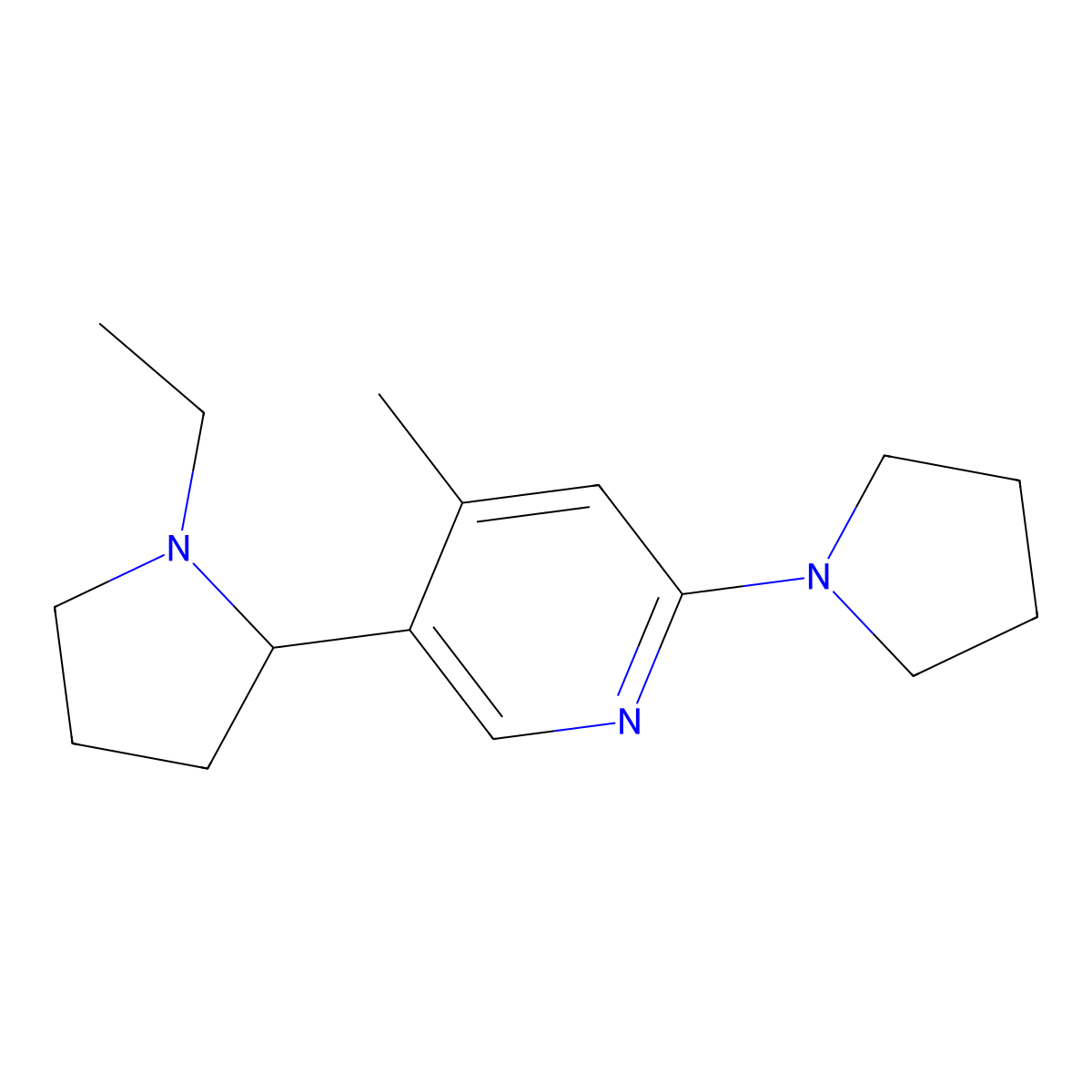 5-(1-Ethylpyrrolidin-2-yl)-4-methyl-2-(pyrrolidin-1-yl)pyridine molecular structure, CAS 1352540-45-4