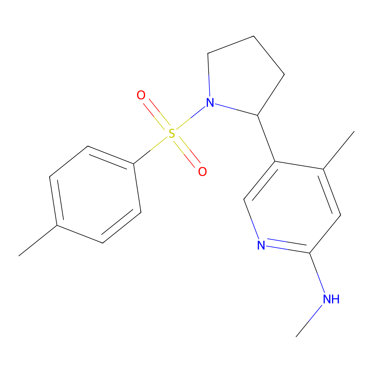 N,4-Dimethyl-5-(1-tosylpyrrolidin-2-yl)pyridin-2-amine molecular structure, CAS 1352540-80-7