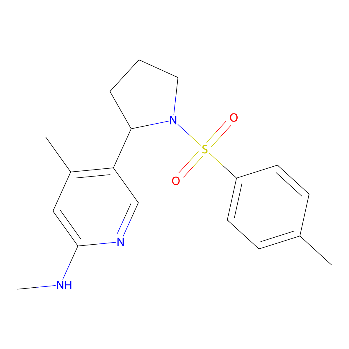 N,4-Dimethyl-5-(1-tosylpyrrolidin-2-yl)pyridin-2-amine molecular structure, CAS 1352540-80-7