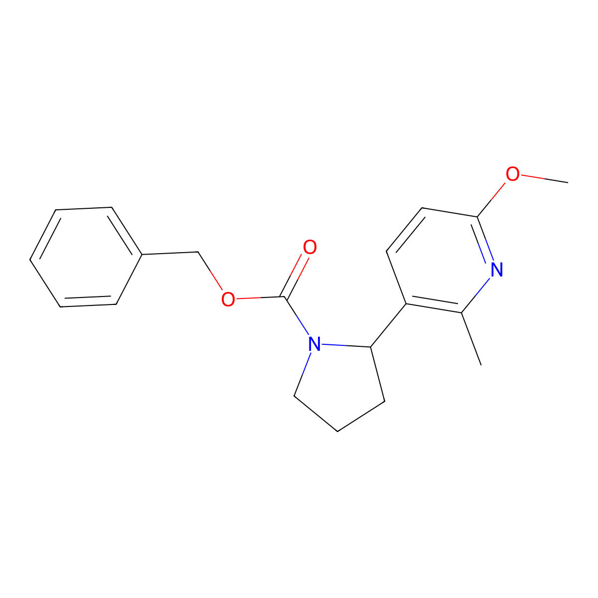 Benzyl 2-(6-methoxy-2-methylpyridin-3-yl)pyrrolidine-1-carboxylate molecular structure, CAS 1352541-47-9
