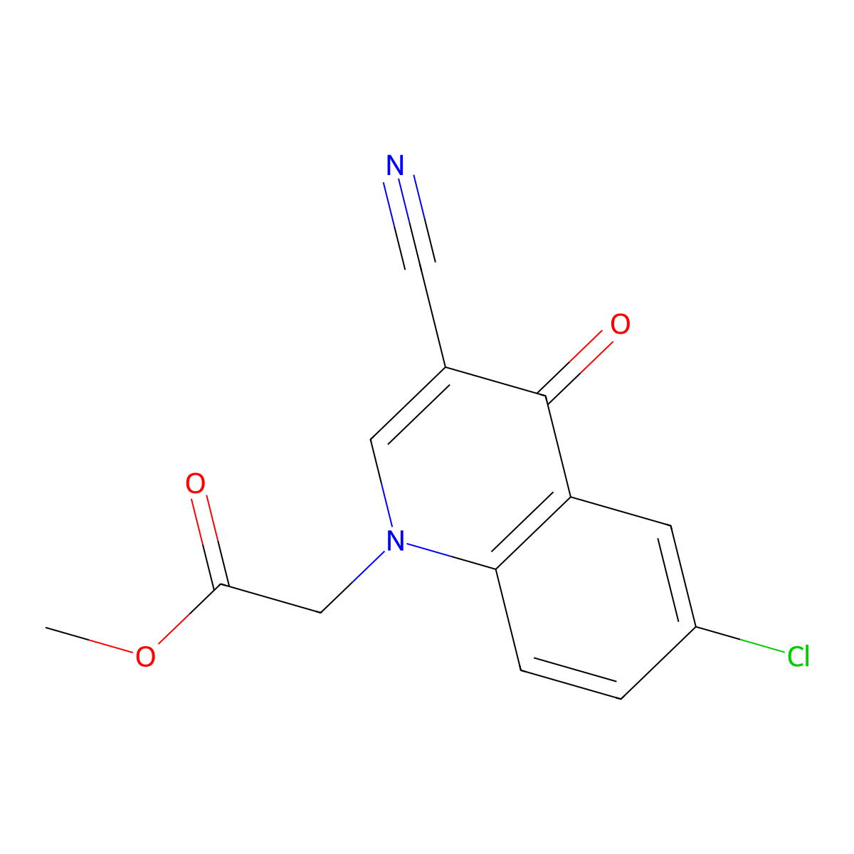 Methyl 2-(6-chloro-3-cyano-4-oxoquinolin-1(4H)-yl)acetate molecular structure, CAS 1352541-98-0