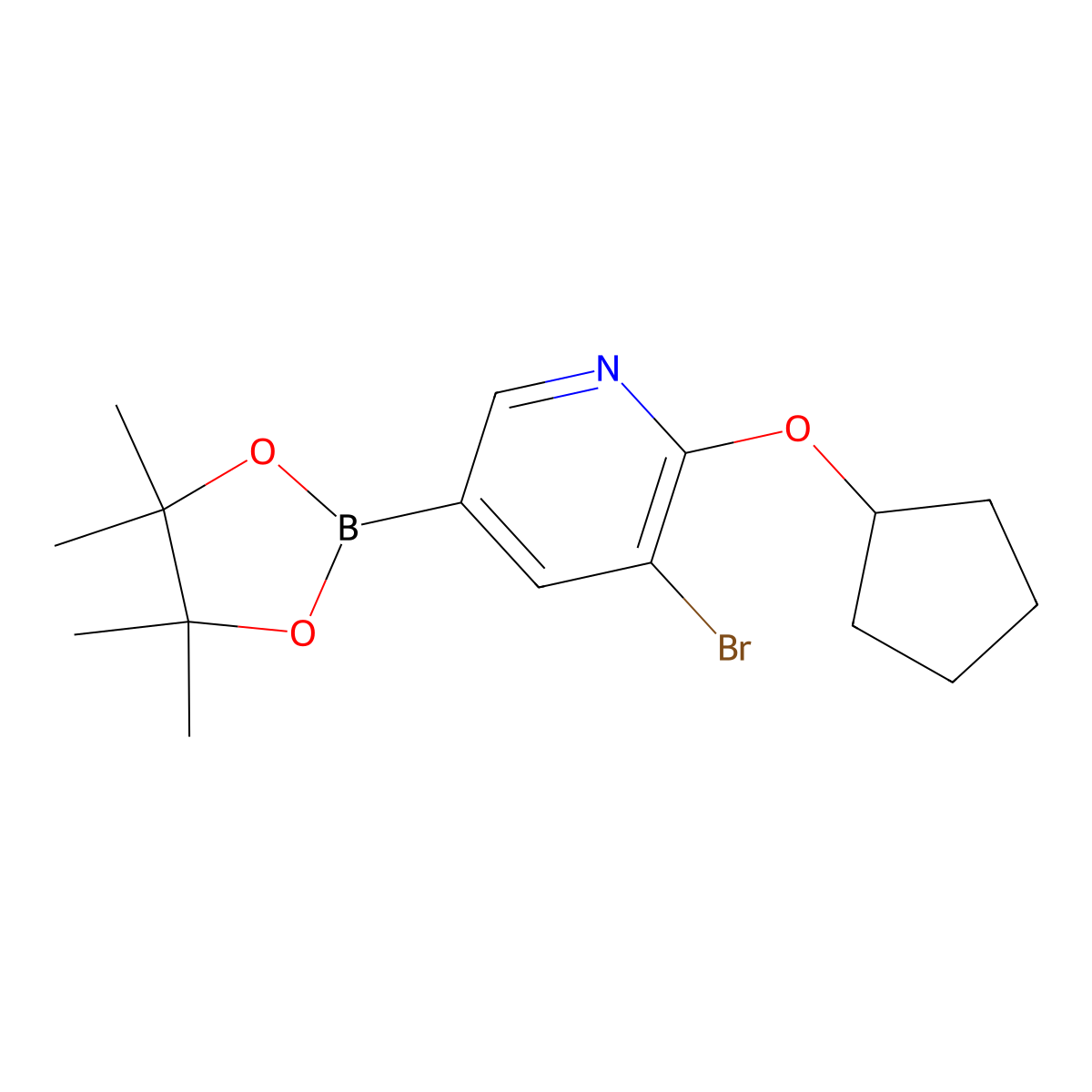 5-Bromo-6-(cyclopentoxy)pyridine-3-boronic acid pinacol ester molecular structure, CAS 1352574-16-3