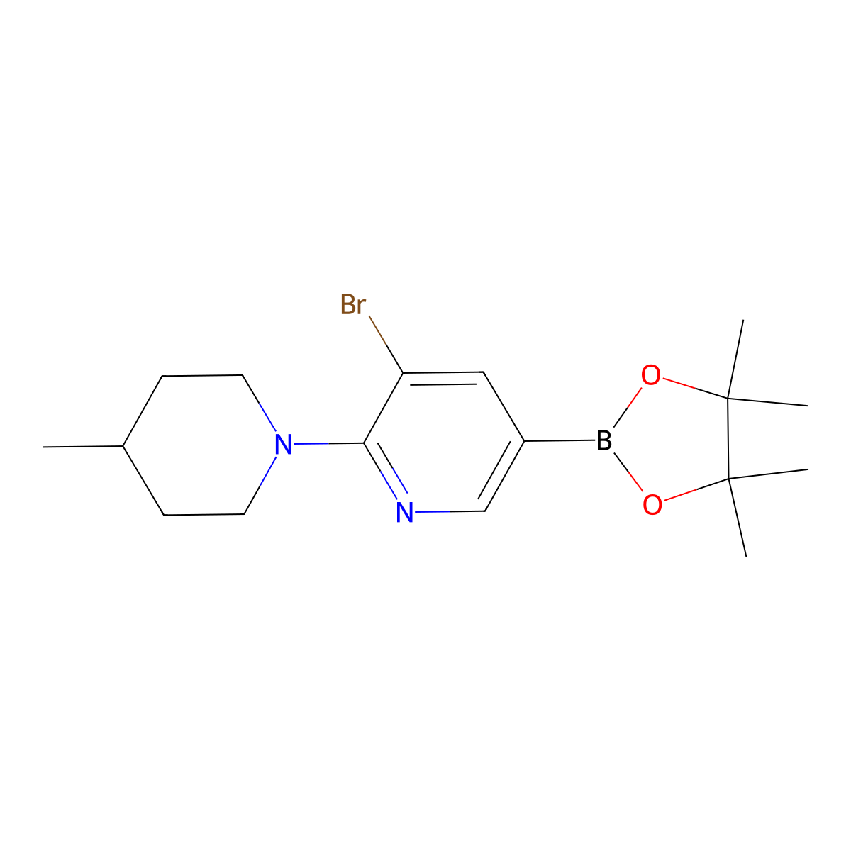 5-Bromo-6-(4-methylpiperidin-1-yl)pyridine-3-boronic acid pinacol ester molecular structure, CAS 1352574-44-7