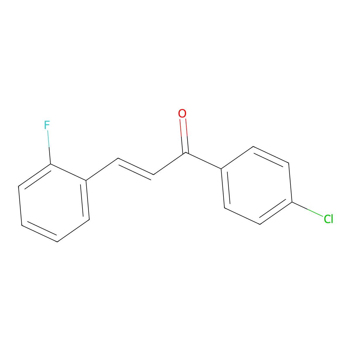(2E)-1-(4-chlorophenyl)-3-(2-fluorophenyl)prop-2-en-1-one molecular structure, CAS 1352574-46-9