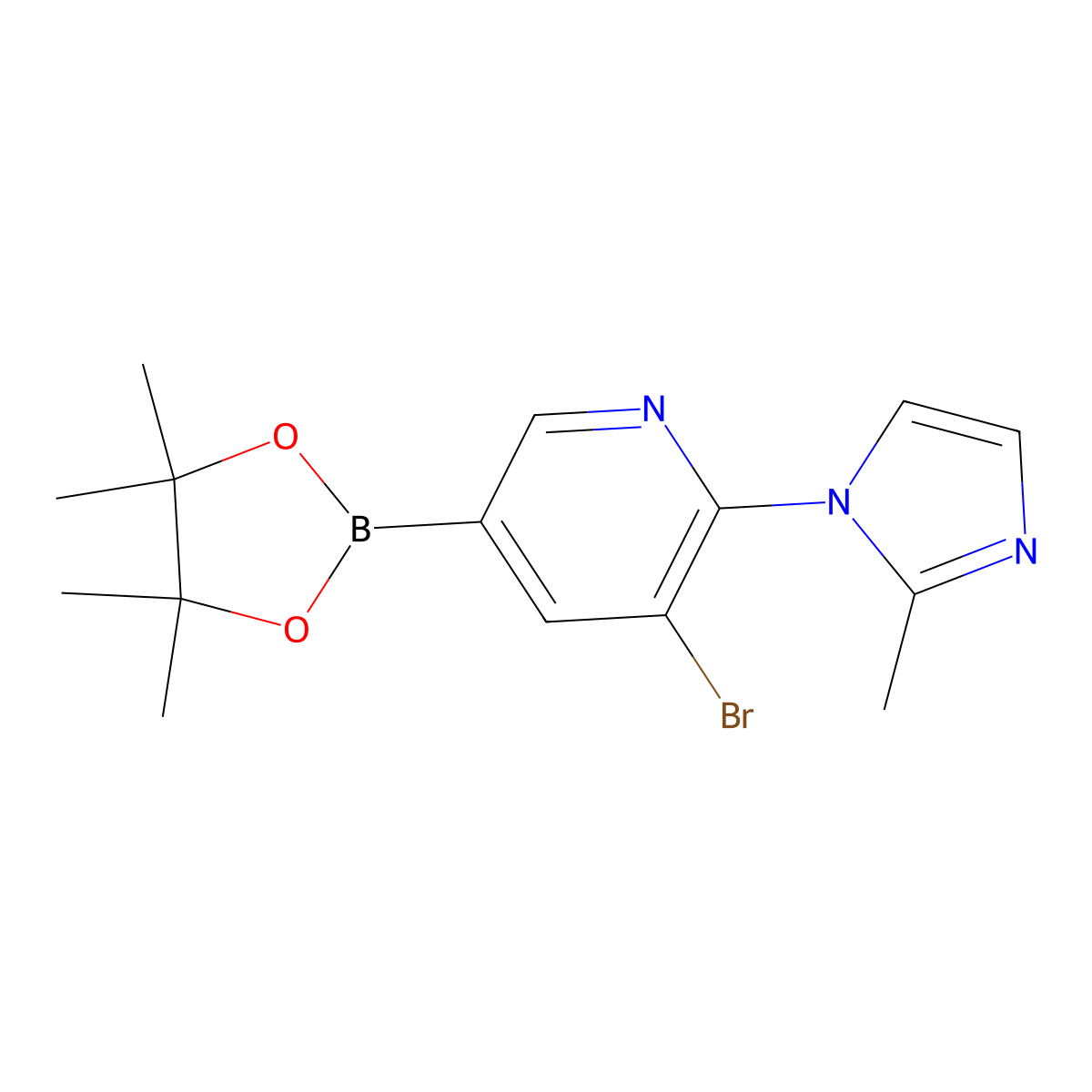 5-Bromo-6-(2-methylimidazol-1-yl)pyridine-3-boronic acid pinacol ester molecular structure, CAS 1352574-50-5