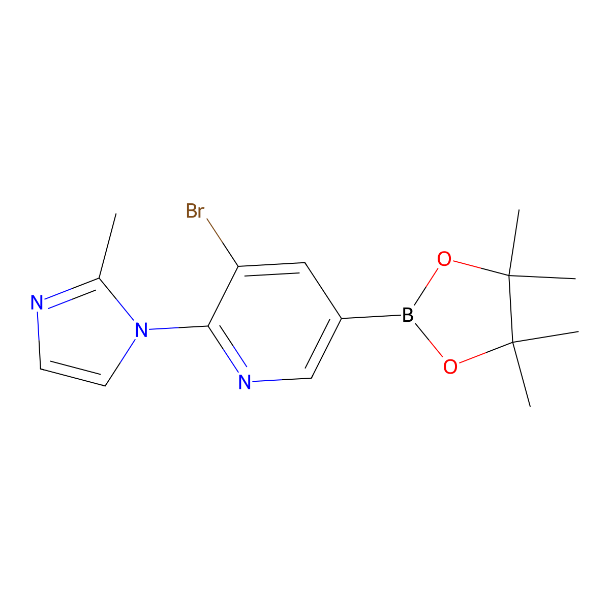 5-Bromo-6-(2-methylimidazol-1-yl)pyridine-3-boronic acid pinacol ester molecular structure, CAS 1352574-50-5