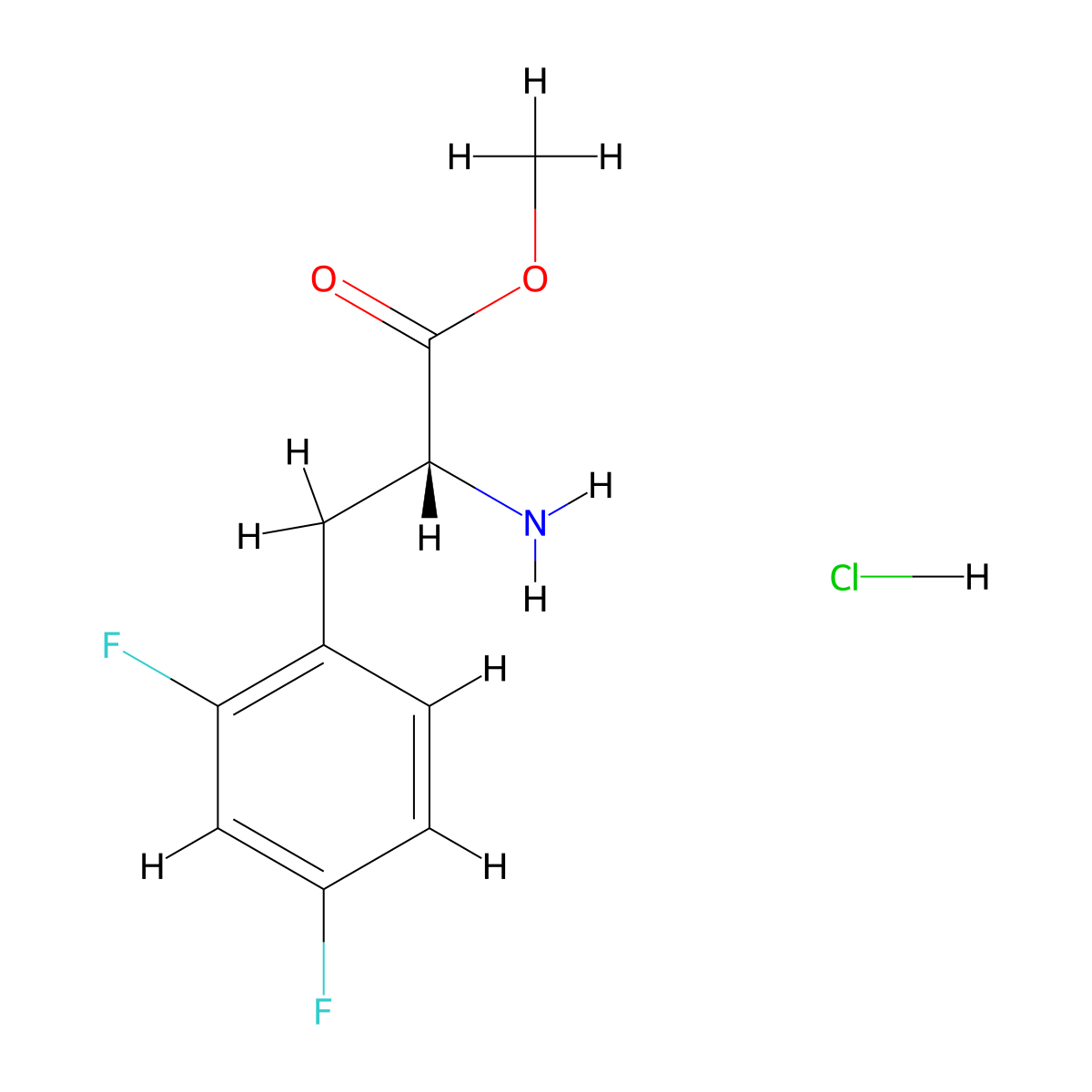 methyl (2R)-2-amino-3-(2,4-difluorophenyl)propanoate hydrochloride molecular structure, CAS 1352574-94-7