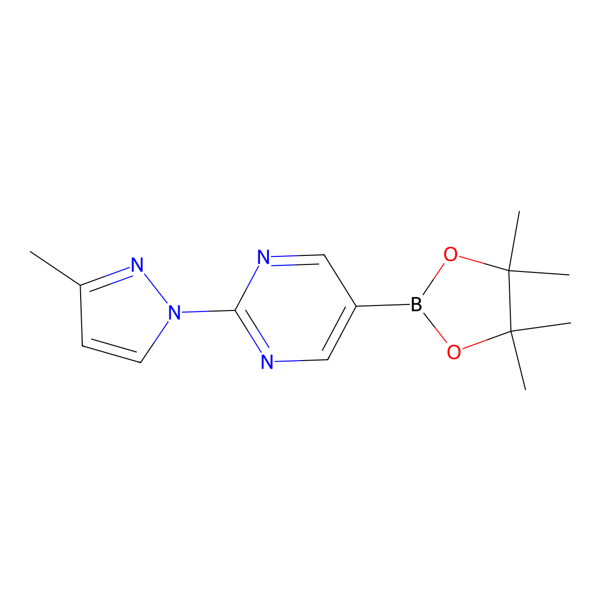 2-(3-Methyl-1H-pyrazol-1-yl)pyrimidine-5-boronic acid pinacol ester molecular structure, CAS 1352574-99-2