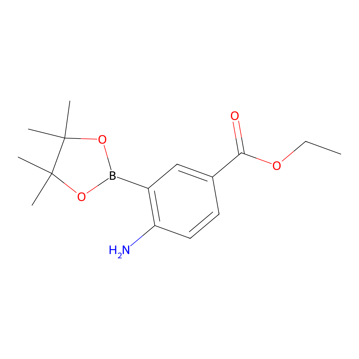 Ethyl 4-amino-3-(4,4,5,5-tetramethyl-1,3,2-dioxaborolan-2-YL)benzoate molecular structure, CAS 1352575-02-0