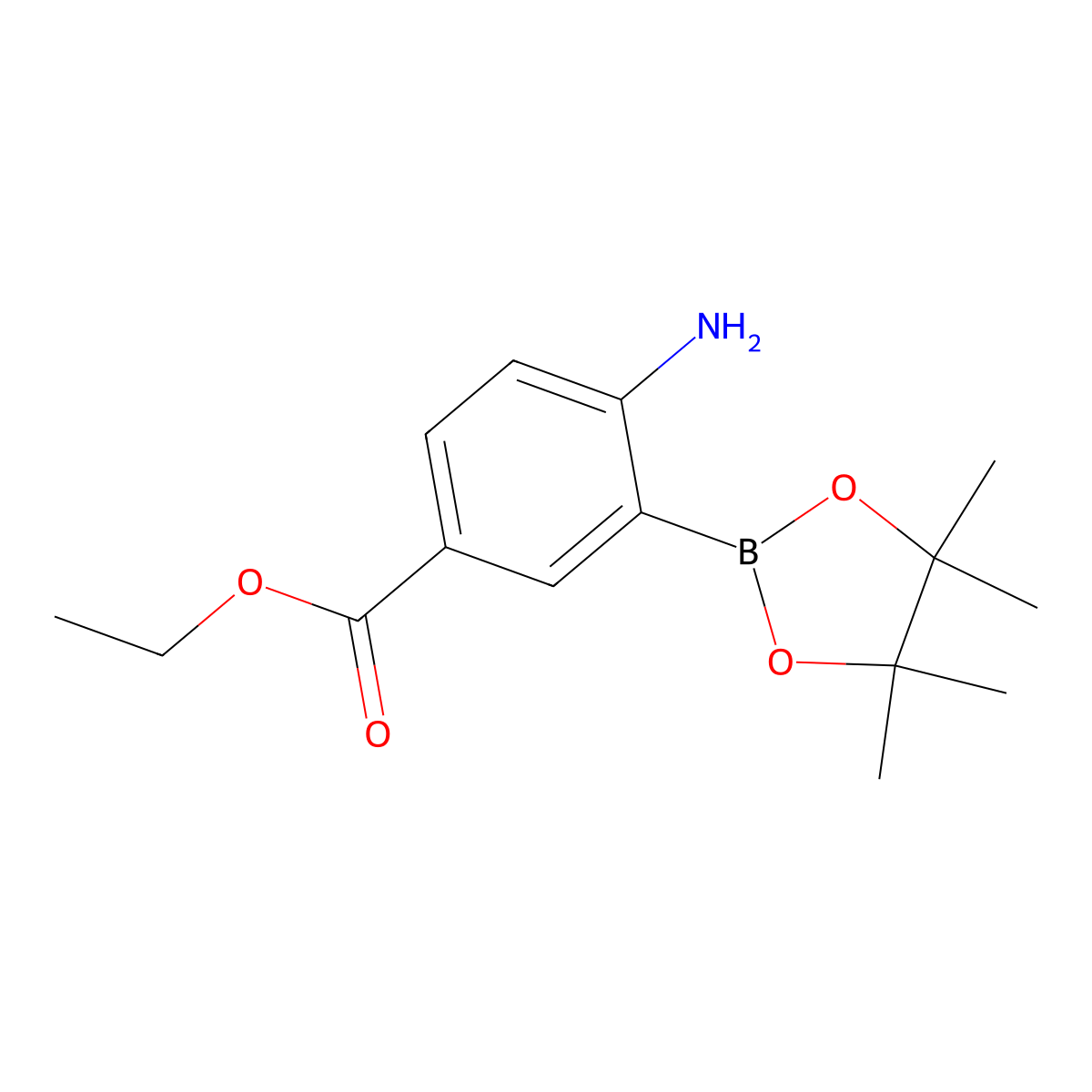 Ethyl 4-amino-3-(4,4,5,5-tetramethyl-1,3,2-dioxaborolan-2-YL)benzoate molecular structure, CAS 1352575-02-0