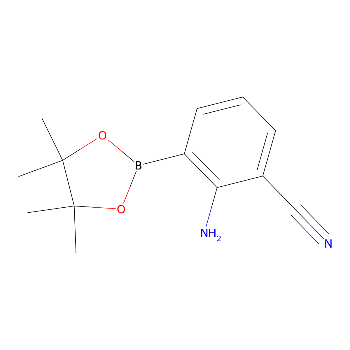 2-Amino-3-(4,4,5,5-tetramethyl-1,3,2-dioxaborolan-2-yl)benzonitrile molecular structure, CAS 1352575-06-4