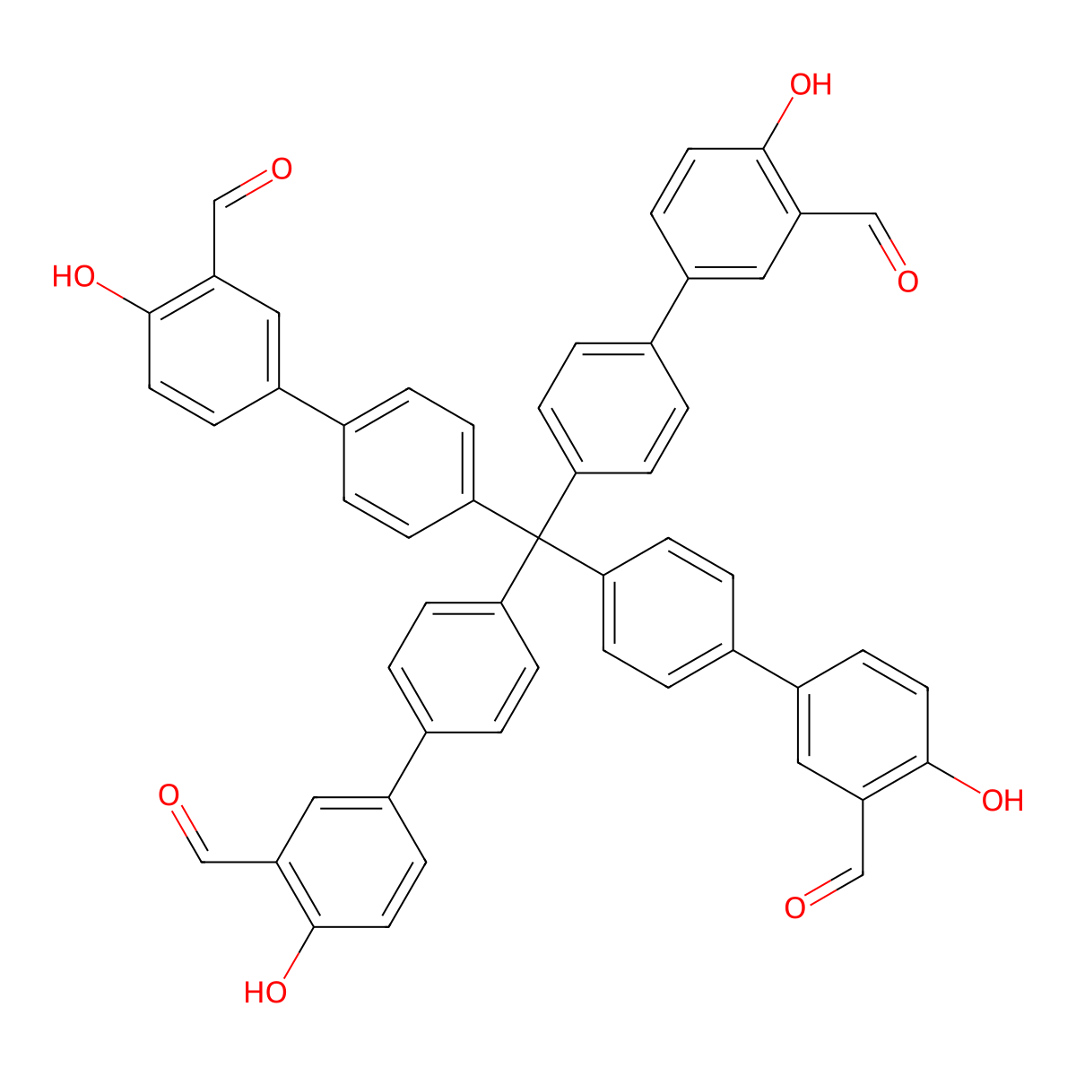 4',4''',4''''',4'''''''-Methanetetrayltetrakis(4-hydroxy-[1,1'-biphenyl]-3-carbaldehyde) molecular structure, CAS 1352578-30-3
