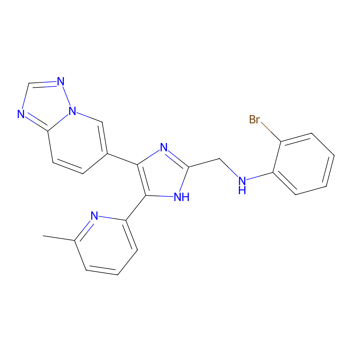 N-((4-([1,2,4]triazolo[1,5-a]pyridin-6-yl)-5-(6-methylpyridin-2-yl)-1H-imidazol-2-yl)methyl)-2-bromoaniline molecular structure, CAS 1352608-94-6