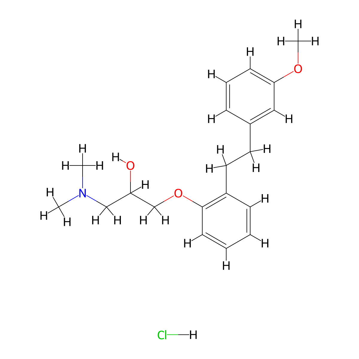 1-(Dimethylamino)-3-(2-(2-(3-methoxyphenyl)ethyl)phenoxy)-2-propanol hydrochloride molecular structure, CAS 135261-74-4