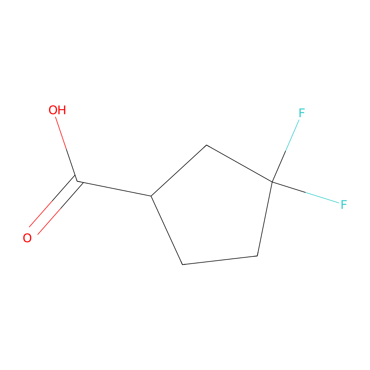 (R)-3,3-difluorocyclopentanecarboxylic acid molecular structure, CAS 1352621-96-5