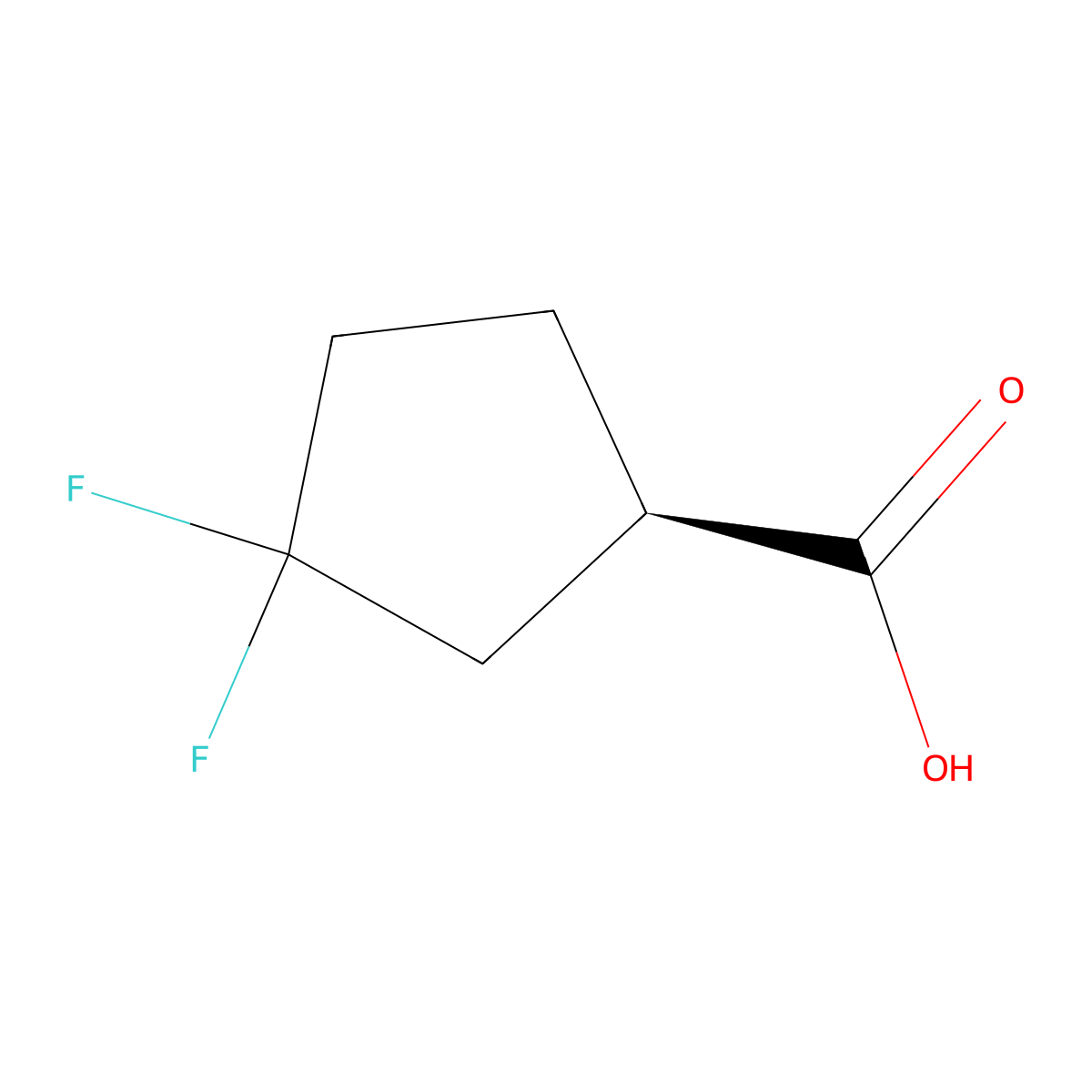 (R)-3,3-difluorocyclopentanecarboxylic acid molecular structure, CAS 1352621-96-5