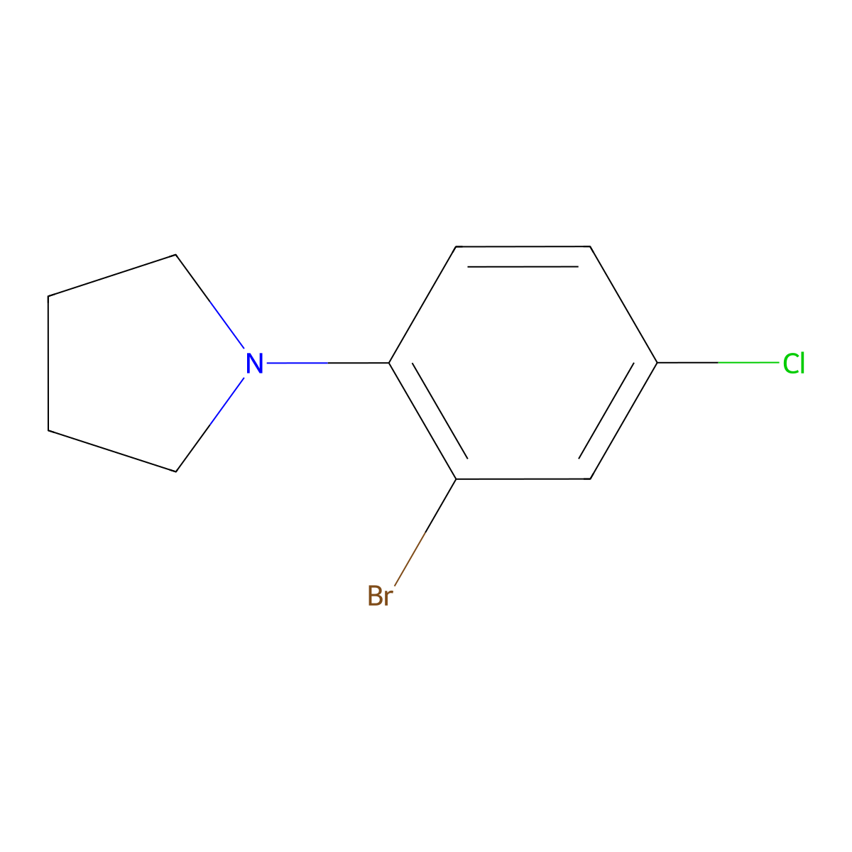 1-(2-Bromo-4-chlorophenyl)pyrrolidine molecular structure, CAS 1352630-63-7