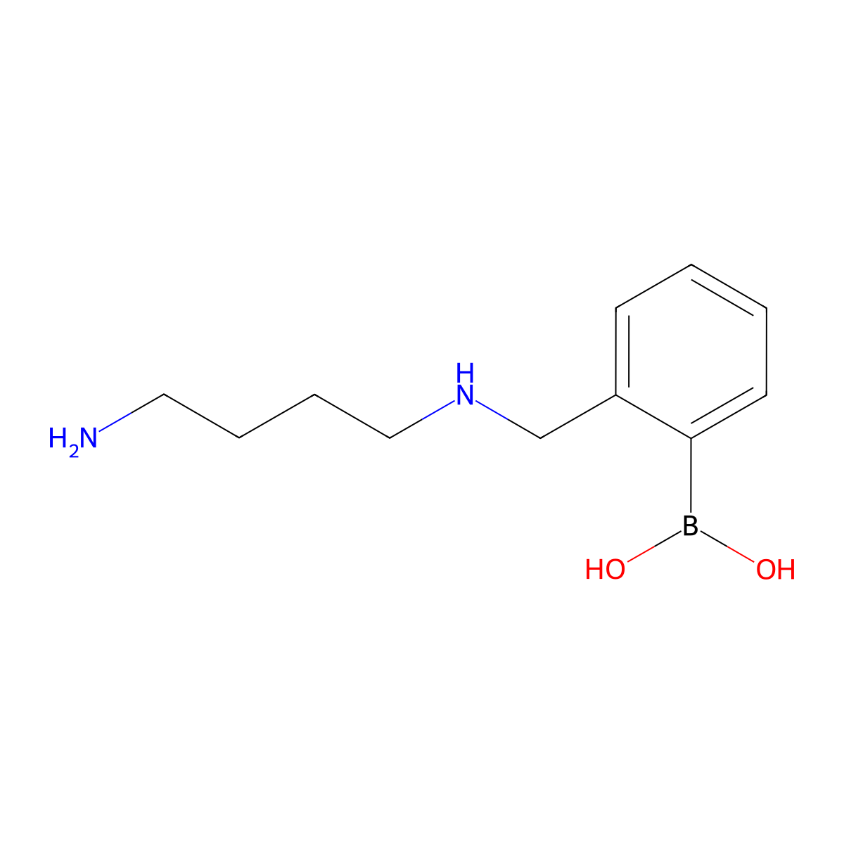 2-((4-Aminobutylamino)methyl)phenyl boronic acid molecular structure, CAS 1352631-84-5