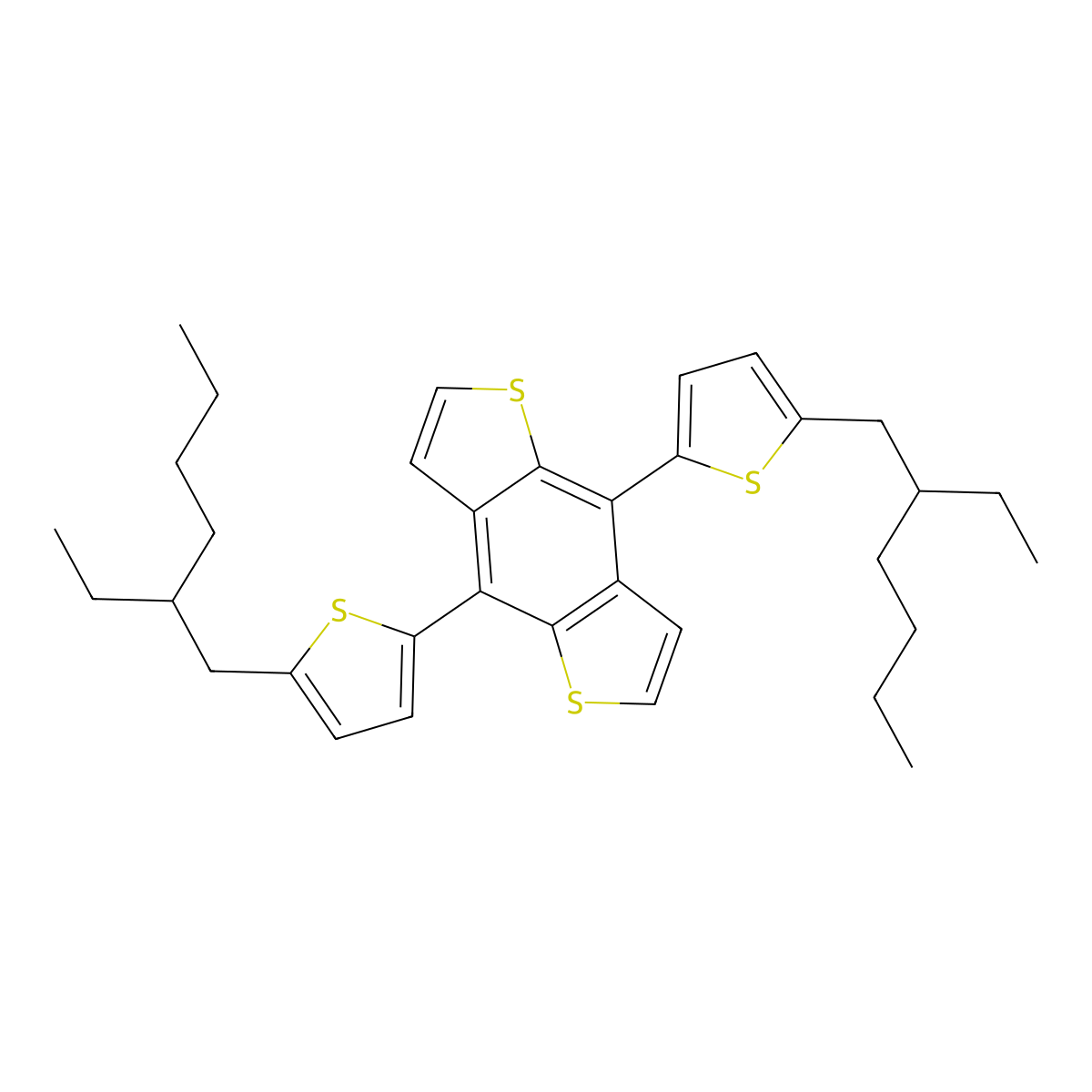 4,8-Bis(5-(2-ethylhexyl)thiophen-2-yl)benzo[1,2-b:4,5-b']dithiophene molecular structure, CAS 1352642-35-3
