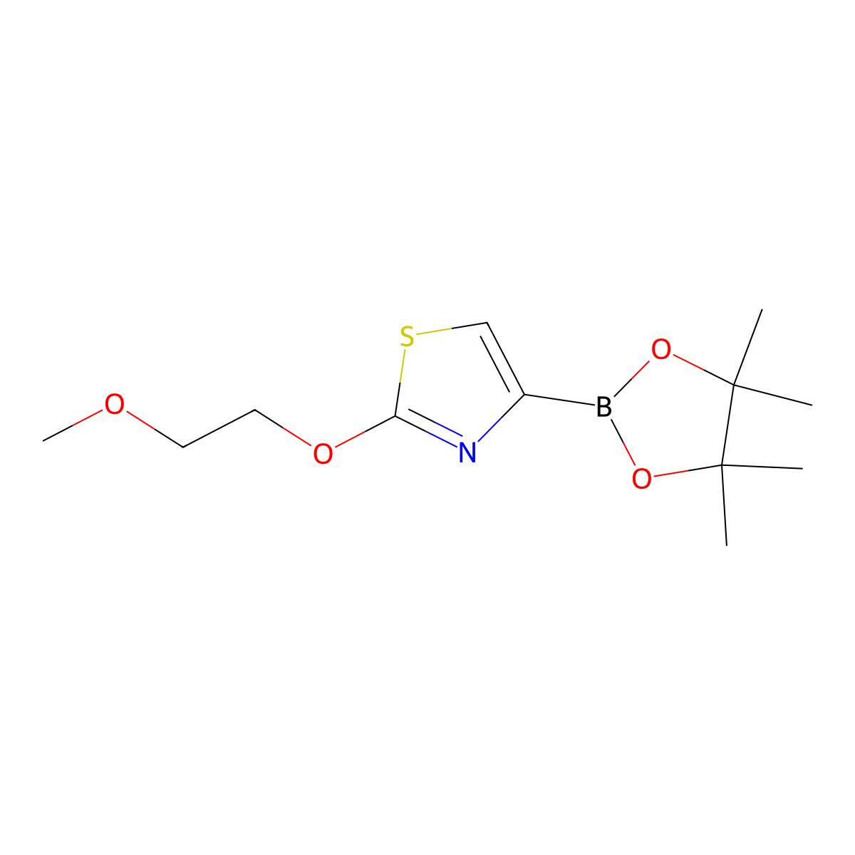 2-(2-Methoxyethoxy)-4-(4,4,5,5-tetramethyl-1,3,2-dioxaborolan-2-yl)thiazole molecular structure, CAS 1352652-00-6