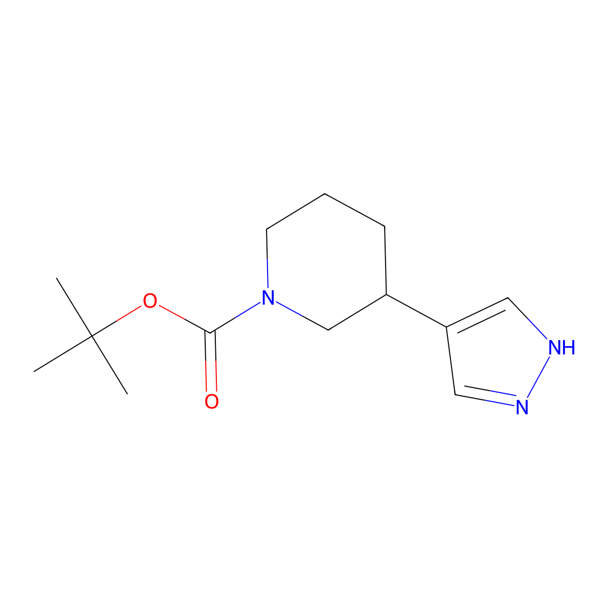 tert-butyl 3-(1H-pyrazol-4-yl)piperidine-1-carboxylate molecular structure, CAS 1352655-03-8