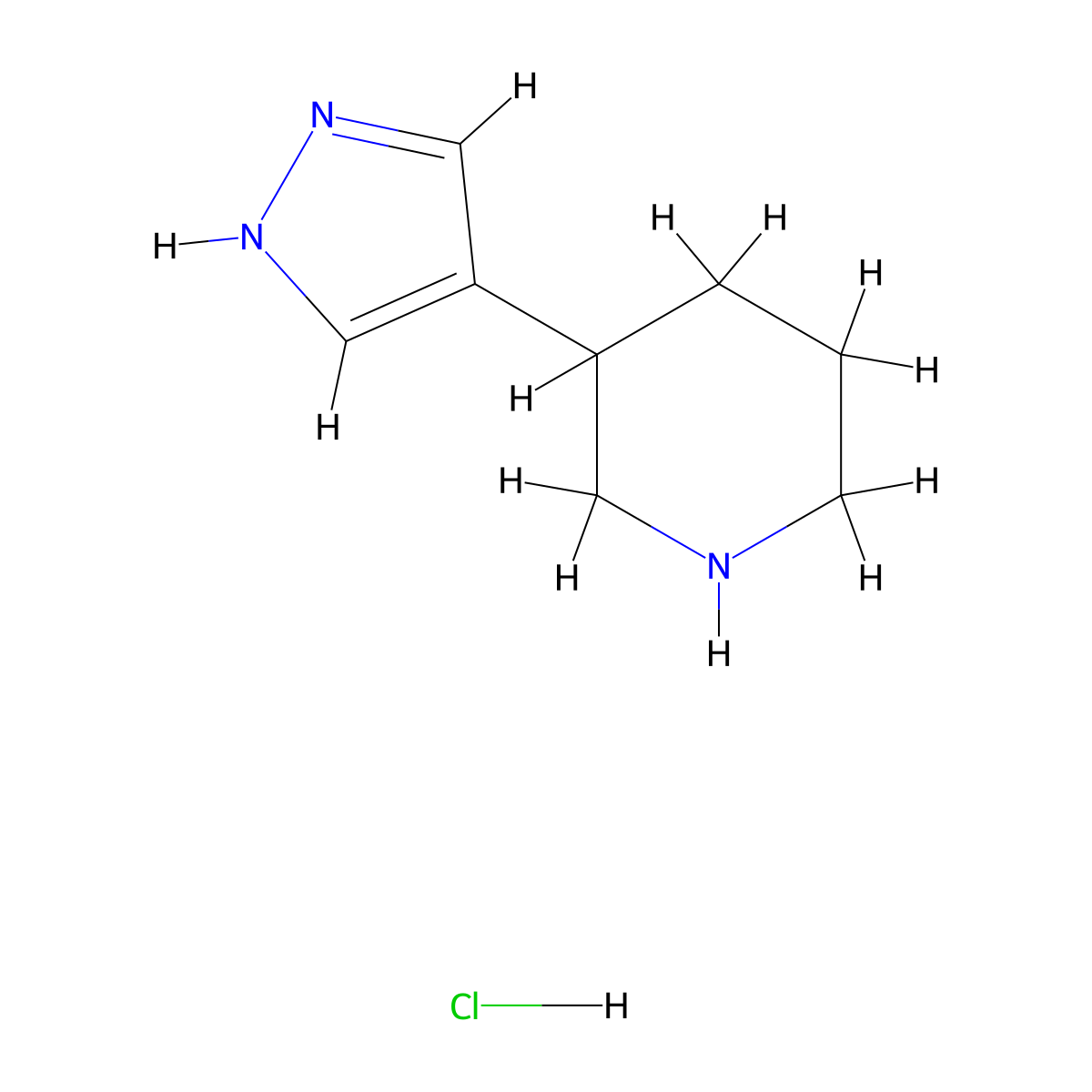 3-(1H-pyrazol-4-yl)piperidine hydrochloride molecular structure, CAS 1352655-05-0