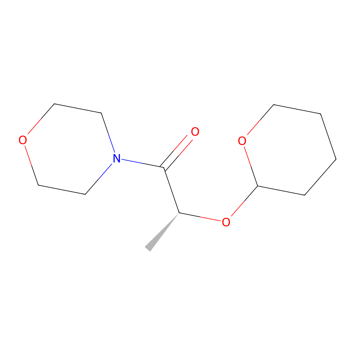 (2R)-1-morpholino-2-((tetrahydro-2H-pyran-2-yl)oxy)propan-1-one molecular structure, CAS 135270-08-5