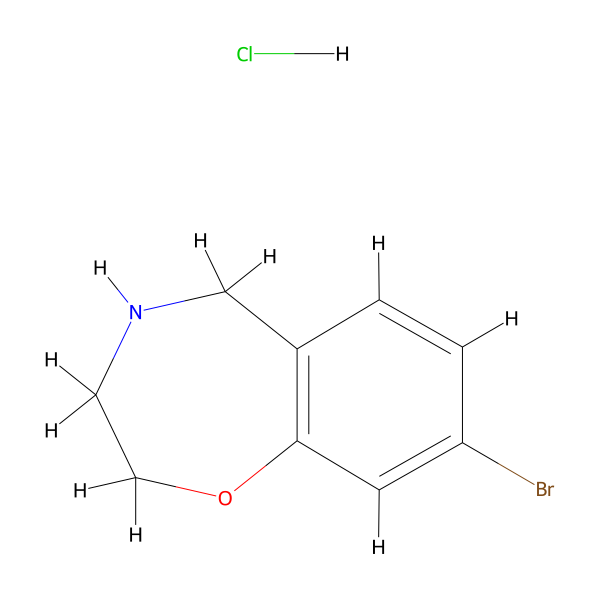 8-Bromo-2,3,4,5-tetrahydro-1,4-benzoxazepine hydrochloride molecular structure, CAS 1352707-91-5